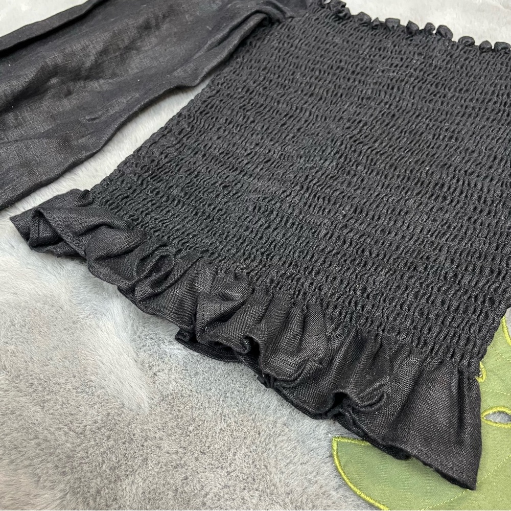 NWOT Reformation Linen Super Balloon Sleeves Smocked Top - Small - Picture 7 of 11